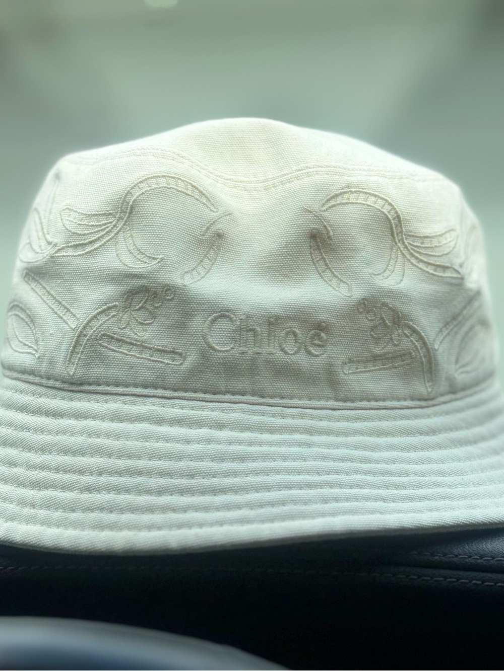 Chloé Ivory Embroidered Canvas Bucket Hat